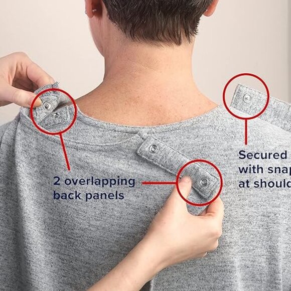 Silverts Open Back Adaptive Top 3/4 Sleeve Blue Size Small - Picture 7 of 10